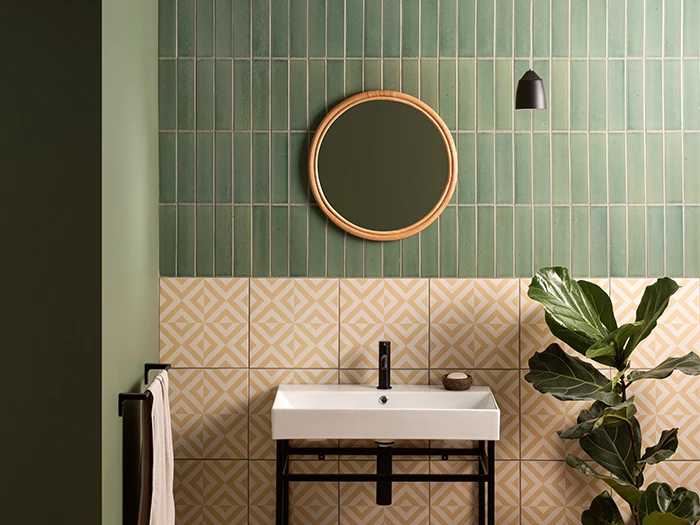 Badkamer vintage expressief volsteensverband wandtegel