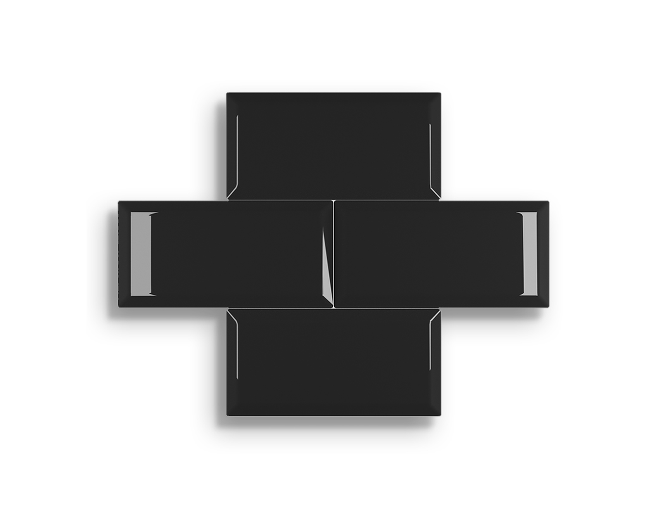 Wandtegel El Barco Biselado Negro Brillo 10 x 20