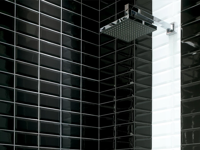 Wandtegel El Barco Biselado Negro Brillo 10x20/0.6 | 344-960 | Jan Groen Tegels