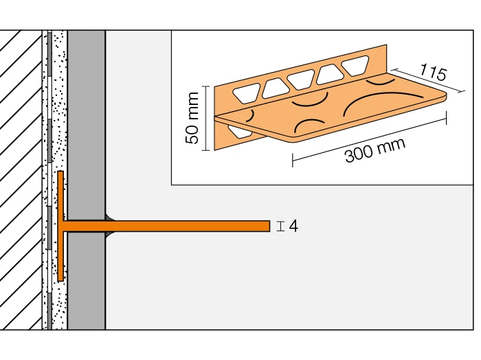 Planchet Shelf W S1 Curve RVS geborsteld | 503-412 | Jan Groen Tegels