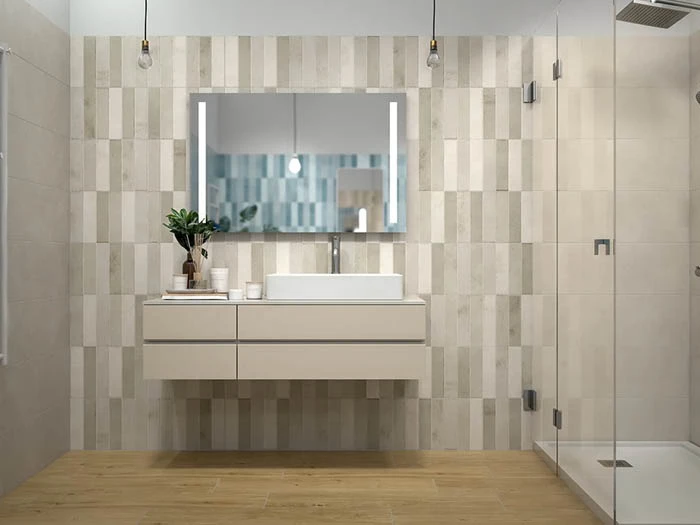 Wandtegel Idea Karma Stripe Taupe 25x75x0.8 | 364-766 | Jan Groen Tegels
