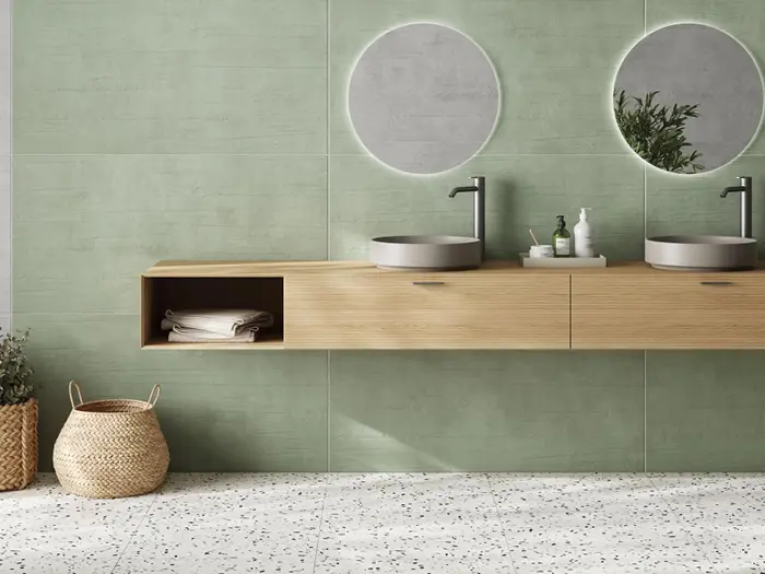 Badkamer Harmonieus Landelijk Vloertegel Natuursteenlook Terracotta