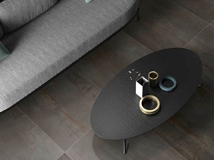 Metallook vloertegel in moderne woonkamer | 266-905