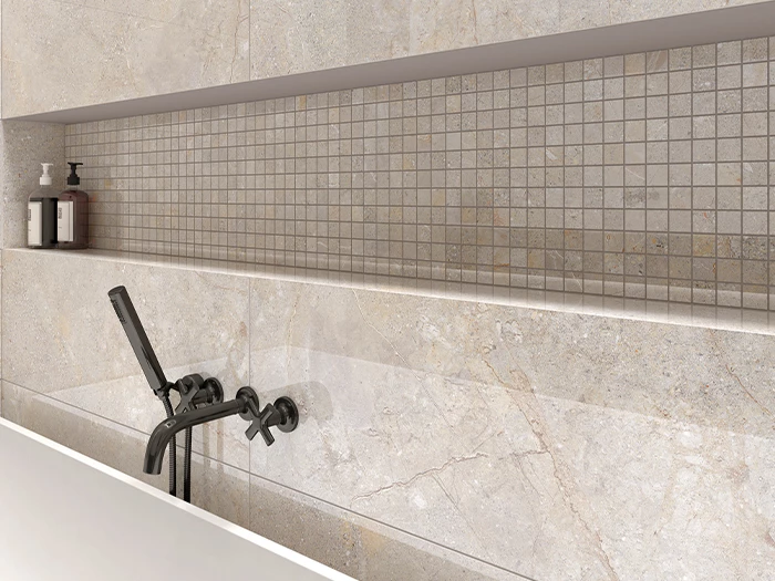 Wandtegel Aleluia Stone Age Greige Satin Ret 30x90x1,17 | 802-088 | Jan Groen Tegels