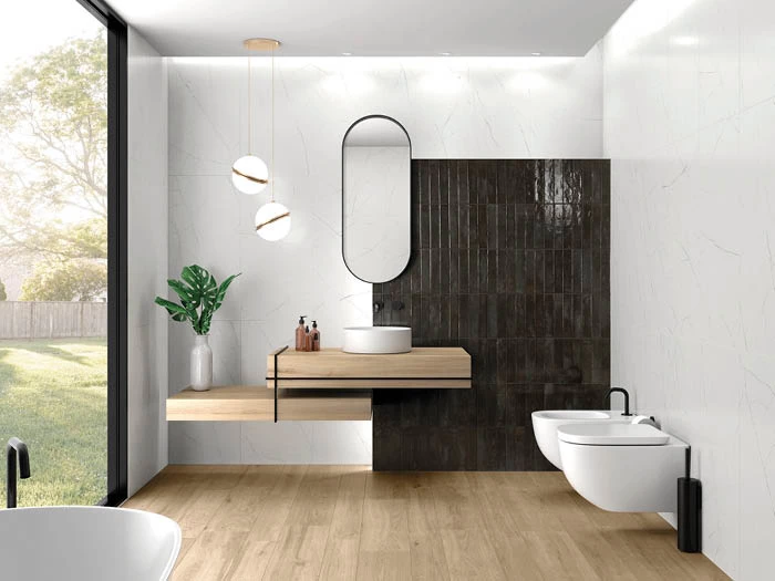 Wandtegel Aleluia Raku Black Lava 7 5,6x26,7x0,77 | 600-282 | Jan Groen Tegels