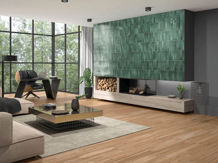 Wandtegel Aleluia Raku Green Jade 5,6x26,7x0,77 | 935-263 | Jan Groen Tegels