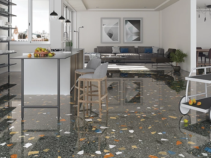 Vloertegel Arcana Stracciatella Grafito Rect 80x80x1.05 | 953-284 | Jan Groen Tegels  | Dit product is niet meer verkrijgbaar