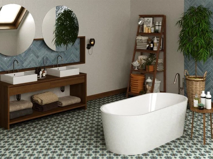Badkamer Expressief Vloertegel Patroon Botanisch
