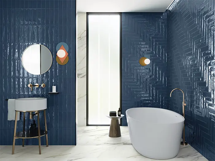 Badkamer Stoer Modern Wandtegel Blauw