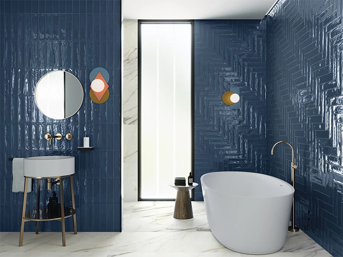 Badkamer Stoer Modern Wandtegel Blauw