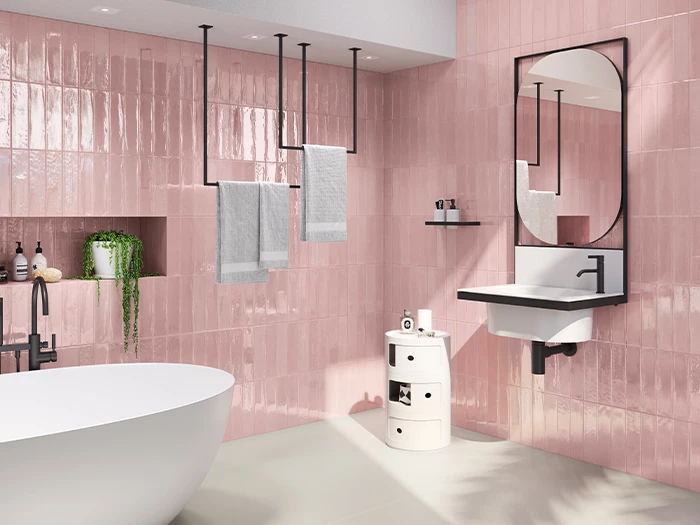 Wandtegel Roze  7,5x30x0,8 | 588-827 | Jan Groen Tegels