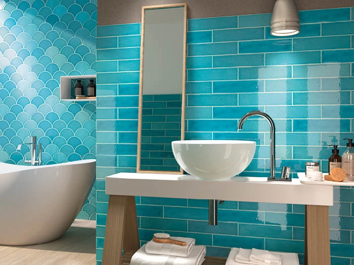 Badkamer Expressief Wandtegel Blauw