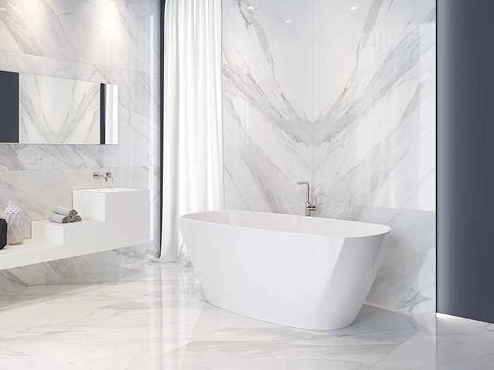 Badkamer Harmonieus Natuursteenlook Marmer Motief Tegel