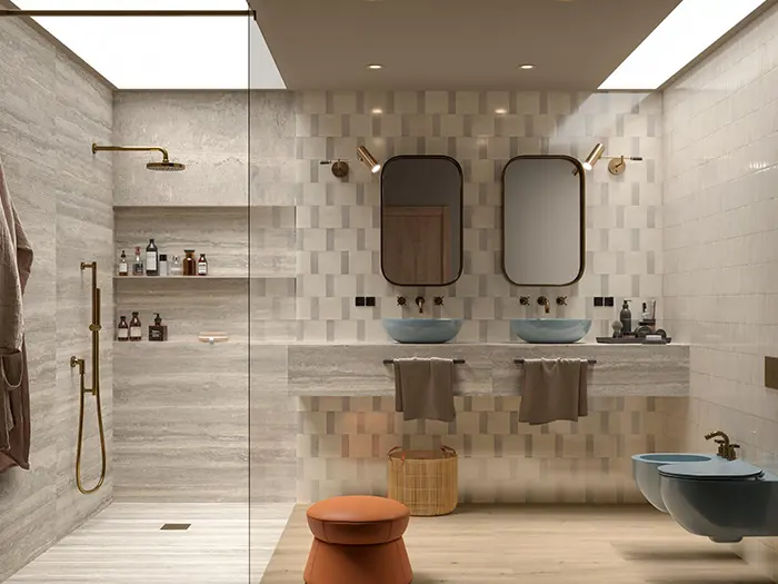 Badkamer Harmonieus vintage natuursteenlook