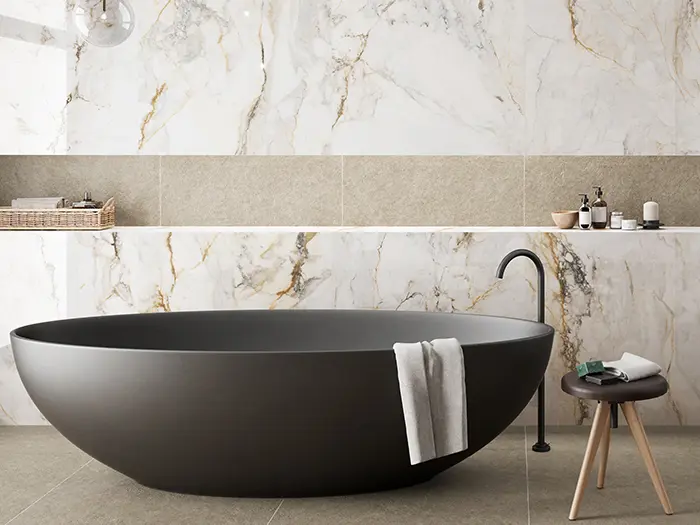 Badkamer Modern Vloertegel Natuursteenlook Marmer